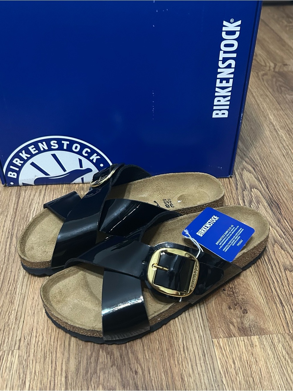 BIRKENSTOCK Siena big buckle black patent sandals shoes women’s eur 38 new - Picture 2 of 10